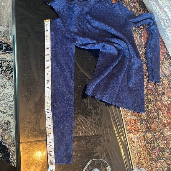 Clockhouse Blue Glittery Open Shoulder Stretchy Sweater Size M - Picture 13 of 15